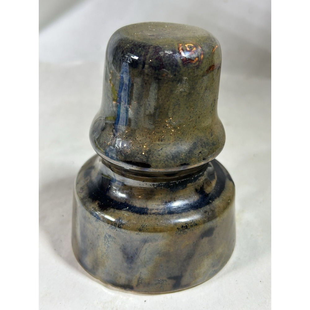 Vintage Brown Glazed Porcelain Ceramic Electrical Insulator Telephone Pole
